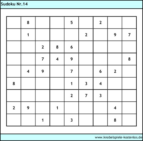 Knobelspiel Sudoku kostenlos