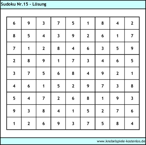 Lsung Knobelspiel Sudoku