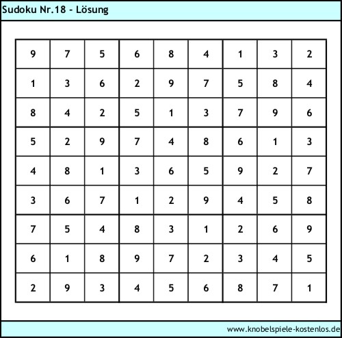 Lsung Knobelspiel Sudoku