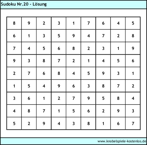 Lsung Knobelspiel Sudoku