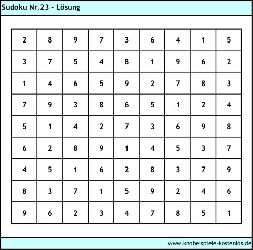 Lsung Knobelspiel Sudoku