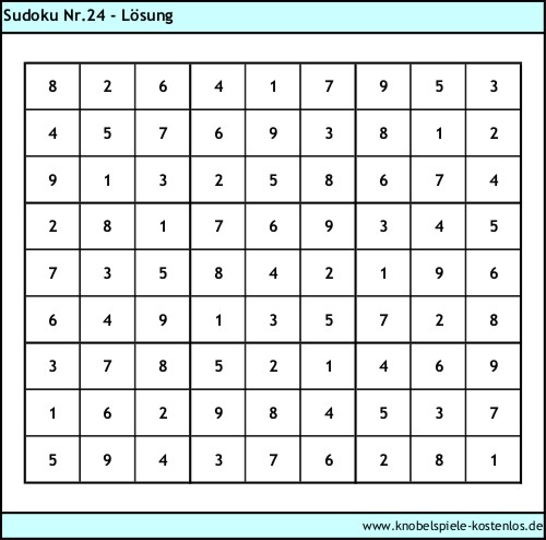 Lsung Knobelspiel Sudoku