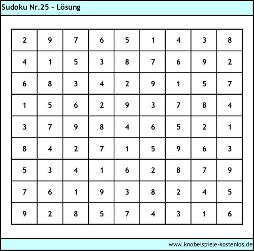 Lsung Knobelspiel Sudoku