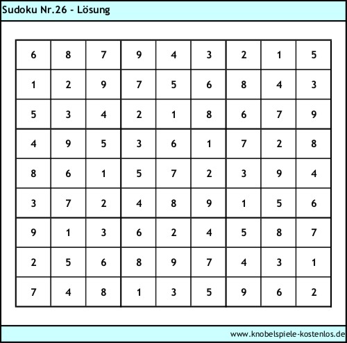 Lsung Knobelspiel Sudoku