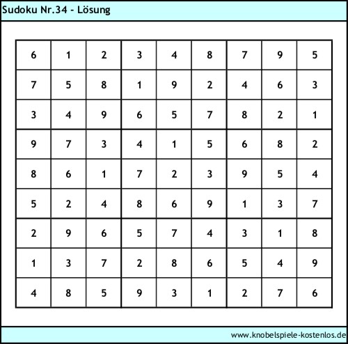 Lsung Knobelspiel Sudoku