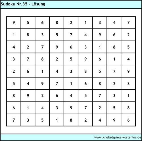 Lsung Knobelspiel Sudoku