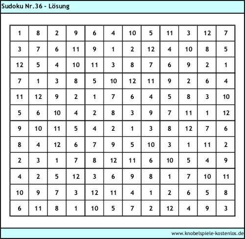 Lsung Knobelspiel Sudoku