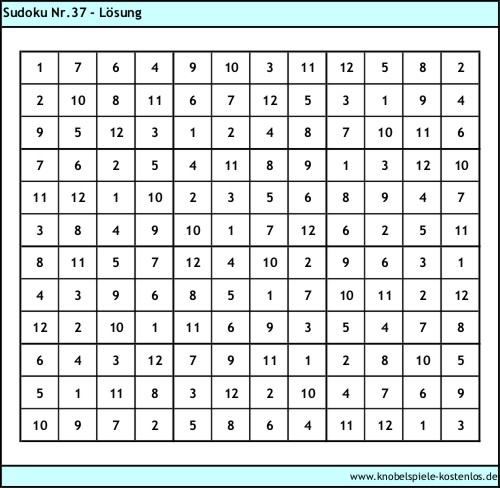 Lsung Knobelspiel Sudoku