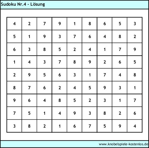 Lsung Knobelspiel Sudoku