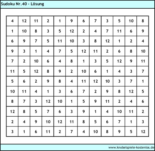 Lsung Knobelspiel Sudoku
