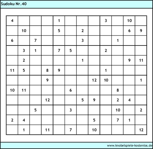 Knobelspiel Sudoku kostenlos