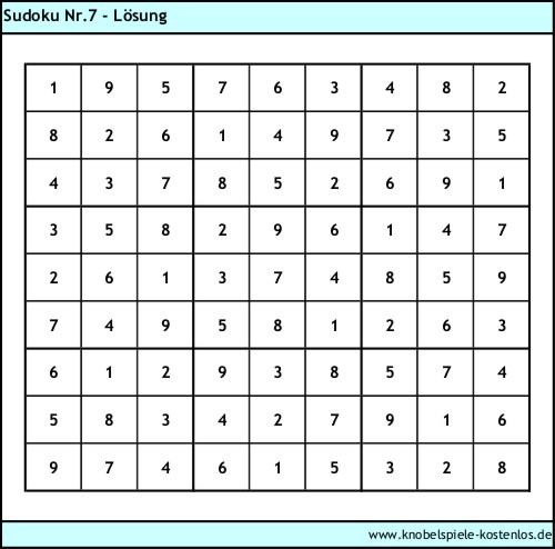 Lsung Knobelspiel Sudoku