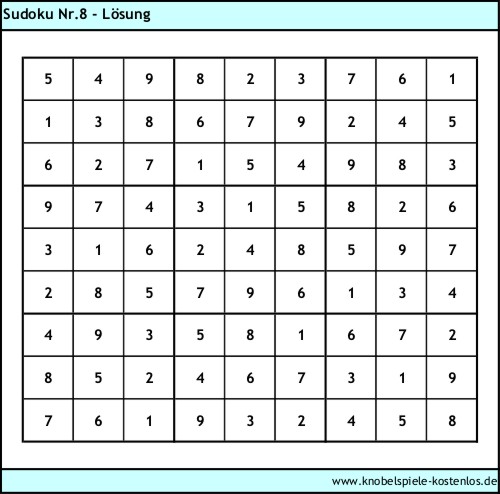 Lsung Knobelspiel Sudoku